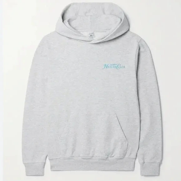 NWT Sporty & Rich Rizzoli Hoodie Heathered Gray Size Large Health Club Graphic - Picture 1 of 11